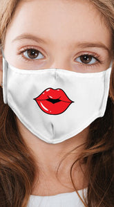 Lips Red White Girl's Reusable Face Mask